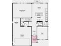 First floor plan showcasing an open layout connecting the great room, kitchen, and dining area at 1117 Stubble Run, Danville, IN 46122