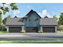 Rear view of the property showing the private garages and modern exteriors at 16375 Burlwood Dr, Westfield, IN 46074
