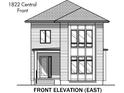 Architectural elevation showing the front of the new construction home at 1822 Central Ave, Indianapolis, IN 46202