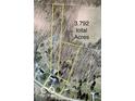 Aerial view highlighting property's 3.792 total acres with boundary lines at 5846 Bellsville Pike, Columbus, IN 47201