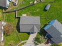 Aerial view showcasing a home's backyard and fence, providing privacy and outdoor space at 84 Beech Ct, Whiteland, IN 46184
