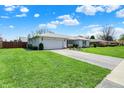 Charming one-story home with attached garage, complemented by lush green lawn at 1111 Cambridge Dr, Greenwood, IN 46142