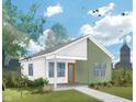 Charming single-story home with white and green siding, white trim, and an orange front door at 1652 Roosevelt Ave, Indianapolis, IN 46218