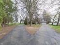 Long driveway leading to a secluded property with mature trees and lush landscaping at 2215 W State Rd, Pendleton, IN 46064