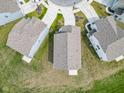 An aerial view showing the layout and landscaping of neighboring houses at 5218 Triple Crown Way, Indianapolis, IN 46237