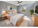 Cozy main bedroom featuring a ceiling fan, a double bed and lots of natural light at 6234 N Woods Edge Dr, McCordsville, IN 46055