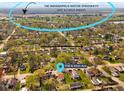 Aerial view highlighting proximity to Indianapolis Motor Speedway, just half a mile away at 1739 N Alton Ave, Indianapolis, IN 46222