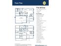 Willow floorplan featuring 4 bedrooms, 2.5 bathrooms, and a 3-car garage at 2738 Glade Ave, Plainfield, IN 46168