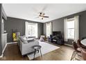 Bright living room featuring hardwood floors and neutral decor at 2225 Alabama St, Indianapolis, IN 46205