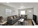 Inviting living room with gray sofas, modern rug, and natural light; perfect for relaxation at 3538 Cecil Ave, Indianapolis, IN 46226