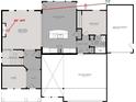 First floor plan showcasing an open layout with kitchen, living, and dining spaces at 1094 Christopher Ct, Greenwood, IN 46143