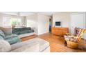 Open-concept living room showcasing the hardwood floors and comfortable seating arrangement at 225 Vali Ct, Carmel, IN 46280
