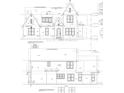 Detailed blueprint showcasing the front and right side elevations of the house, indicating dimensions at 10415 Westfield Blvd, Carmel, IN 46280