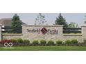 Stone sign for Scofield Farms of Westfield, a beautiful and well-maintained community at 4245 W Fork Dr, Westfield, IN 46062