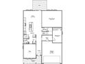 Layout of the first floor with a large 2 car garage, dining, kitchen, great room and 1 bedroom at 279 Commodore Dr, Pittsboro, IN 46167
