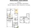 This floor plan shows a four bedroom, three bath home, including a kitchen and covered porch at 14215 Coyote Ridge Dr, Noblesville, IN 46060