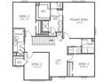 Upstairs layout of primary bedroom, three additional bedrooms, two baths and a loft area at 288 Commodore Dr, Pittsboro, IN 46167