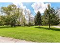Expansive front yard featuring mature trees and green grass at 1101 Oakwood Trl, Indianapolis, IN 46260