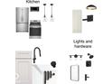New kitchen stainless appliances with modern lighting and hardware, including a refrigerator, oven, and sink at 953 Udell St, Indianapolis, IN 46208