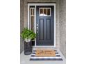 Inviting front door with modern accents and a welcoming doormat at 6784 W May Apple Dr, McCordsville, IN 46055