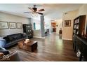 Bright living room featuring hardwood floors, recessed lighting, and contemporary decor at 1234 Yellowstone Way, Franklin, IN 46131