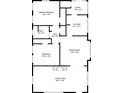 Floor plan showing the layout of the living room, dining room, kitchen, bedrooms and bath at 21 N Bosart Ave, Indianapolis, IN 46201