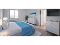Serene bedroom featuring a comfortable bed, stylish furnishings, and soothing decor at 102 Clarendon Dr # 506, Noblesville, IN 46062