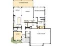 Detailed first-floor plan highlighting kitchen, Gathering area, study, and a convenient 3-car garage layout at 15835 Vitalize Run, Fishers, IN 46040