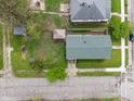 Bird's eye view reveals the roof of a single-Gathering home and yard, showcasing the property's layout and surrounding greenery at 2263 N Rural St, Indianapolis, IN 46218