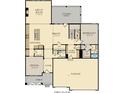 First floor plan featuring an open kitchen, dining, and living area, plus a fifth bedroom with ensuite bath at 15400 Manderley St, Fishers, IN 46040