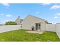 Fenced backyard with manicured lawn, concrete patio, and plenty of space for outdoor activities at 2623 Santaro Ct, Indianapolis, IN 46217