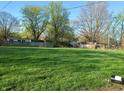Wide view of backyard with mowed grass and foliage at 2315 E 3Rd St, Anderson, IN 46012