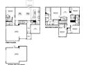 Detailed floorplan showing layout of first and second floor including kitchen, bedrooms, garage, bathrooms and more at 201 Ames Dr, Whiteland, IN 46184