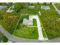 Expansive aerial view of property with a long driveway, mature trees, and 0.49 +/- acres of land at 6250 Seminole Dr, Indianapolis, IN 46259