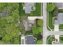 Aerial view showcasing homes with manicured lawns in a neighborhood with mature trees at 9950 Sugarleaf Pl, Fishers, IN 46038