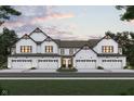 Charming new construction townhomes featuring white siding, multiple car garages, and modern farmhouse style at 12617 Morning Ridge Way # 1801, Noblesville, IN 46060