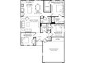 Detailed floor plan showcasing three bedrooms, an open-concept kitchen, and a two-car garage at 2334 Black Rock Cir, Lebanon, IN 46052