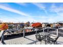 Rooftop deck with seating offers scenic city views on a sunny day at 735 Lexington Ave # Apt 27, Indianapolis, IN 46203