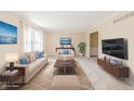 Staged living room featuring modern furnishings and decor creating a cozy ambiance at 6530 Kingswood Dr, Indianapolis, IN 46256