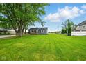 Expansive backyard showcasing a well-maintained lawn and mature trees at 532 W 1050 N, Fortville, IN 46040