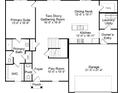Layout features a primary suite, two-story gathering room, kitchen, flex room, and a garage at 700 North W, McCordsville, IN 46055