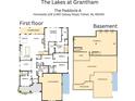 Floor plans showing first floor and basement layout including kitchen, bedrooms and gameroom at 11467 Selsey Rd, Fishers, IN 46040