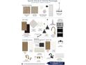 A material selection sheet showing flooring, kitchen and bath options for a quick move-in home package at 11467 Selsey Rd, Fishers, IN 46040