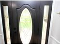 A stylish black front door with decorative glass panels and modern hardware at 15203 Shoreway Ct, Carmel, IN 46032