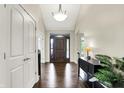 Inviting foyer with hardwood floors, modern lighting, and a view into the home at 16731 George Gang Blvd, Westfield, IN 46062