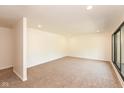 Finished basement area featuring neutral carpet and natural light from a sliding glass door at 8415 Los Robles Rd, Fishers, IN 46038