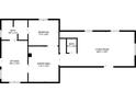 Floor plan with dimensions for the kitchen, dining area, living room, bedroom, and bathrooms at 2221 Station St, Indianapolis, IN 46218