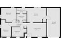 Layout showing bedrooms, bathroom, laundry room, kitchen, living room, and garage at 9526 Burrwood Ct, Indianapolis, IN 46235