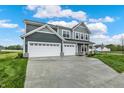 Charming two-story home with a three-car garage and concrete driveway on a sunny day at 7132 Sterling Way, Brownsburg, IN 46112