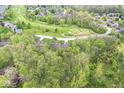 Aerial view of home surrounded by trees and near a golf course in a lush neighborhood at 5948 Ridge Hill Way, Avon, IN 46123